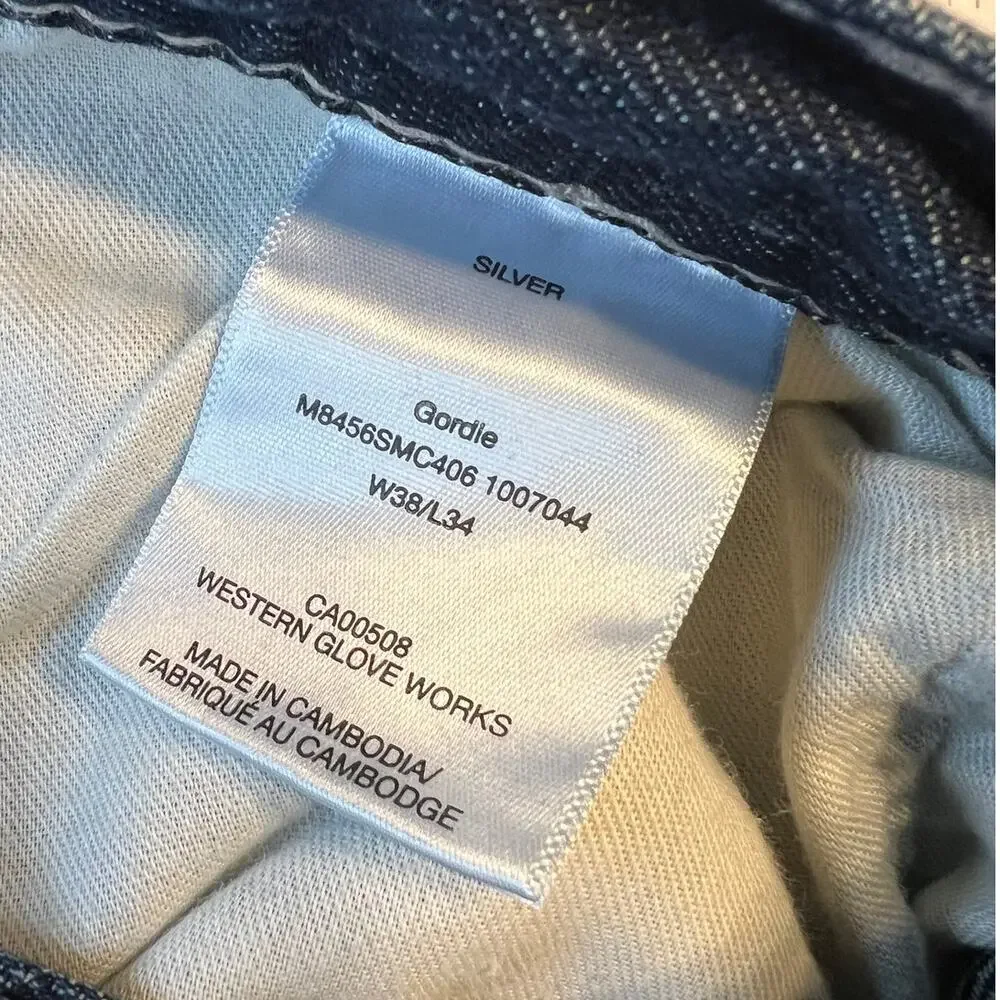 Silver Gordie Comfort Loose Fit Straight Jeans, Men's size 38/34